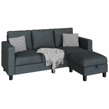 Walsunny Convertible Sectional Sofa w/ Ottoman, L-Shaped 3-Seat Couch (Open Box)