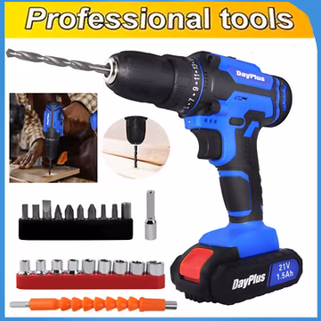 Heavy Duty 21V Cordless Combi Drill Driver Screwdriver Dual Speed Drills Light