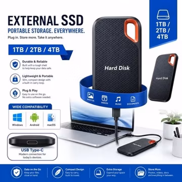 external hard drive 4tb High Speed Capacity Solid State Usb3.2 Laptop Mac And PC