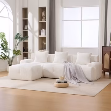 104.3" L-Shaped Modular Sectional Sofa, 4-Piece, Ivory