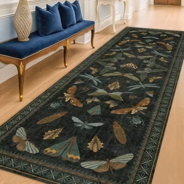 8 ft Long Hallway Runner Rug - Boho Green Rug for Kitchen Floor, Entrance Indoor