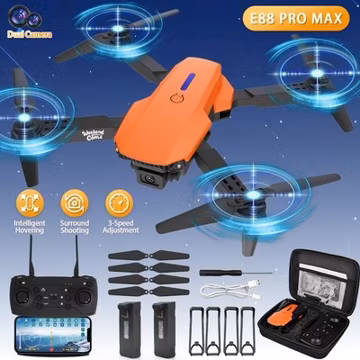 Drone 2026 4K HD Dual Camera WiFi FPV RC Foldable Quadcopter + 2 Batteries