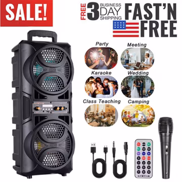 3000W Portable Bluetooth Speaker Sub woofer Heavy Bass Sound System Party+Remote