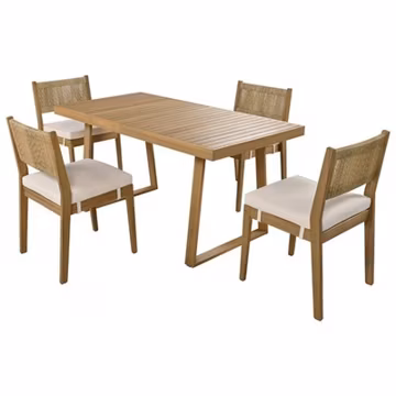 5 Pieces Outdoor Patio Dining Table and Chair Set w/ Cushion For Balcony Garden