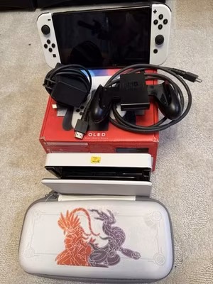 Nintendo Switch OLED White Complete Bundle 256GB microSD Travel Case