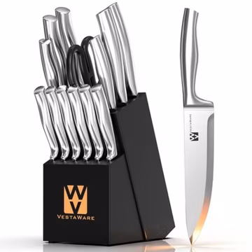 Knife Block Set, Razor-Sharp Kitchen Knife Sets, Stainless Steel Knife Set with