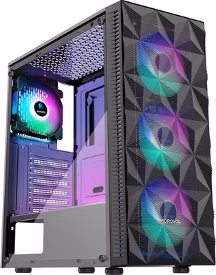 PC Case Pre-Install 4 RGB Fans, ATX Gaming Computer Case with Diamond-Shaped Mes