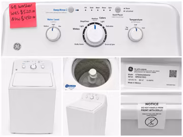 GE Top Load Washing Machine White Deep Rinse Multiple Cycles Electric Washer