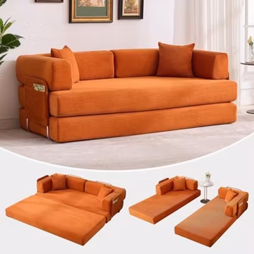 5-in-1 Folding 78.8" Convertible Sleeper Sofa Bed w/ Fixed-Shape Frame, Pillow