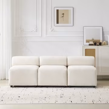 3-Piece Modular Sectional Sofa 78"L Chenille Fabric Beige