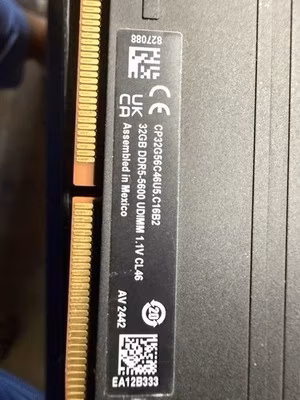 Crucial Pro 32GB DDR5 Desktop Memory 5600MT/s UDIMM 288-Pin CL46