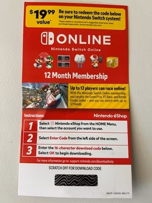 Nintendo Switch Online 12 Month Membership / digital code / email delivery