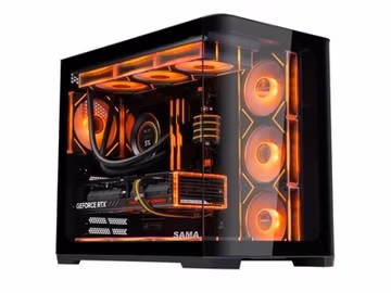 SAMA 2851 ATX Mid-Tower PC Gaming Case, High-Airflow, Sturdy Curved Tempered Gla