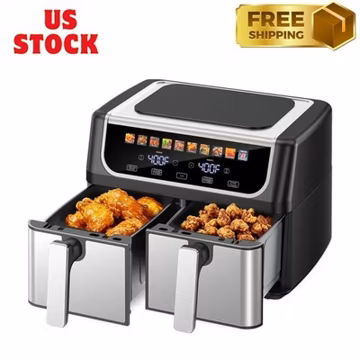 Dual Basket Air Fryer Oven, Digital Control, Clear-View Window