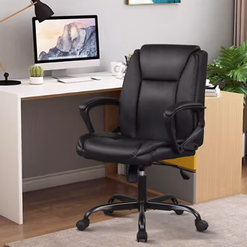 Mid Back PU Leather Swivel Office Computer Desk Chair Ergonomic Executive Chair