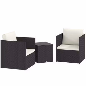 Outsunny 3 Piece Folding Wicker Bistro Set, Patio Furniture Set, Brown
