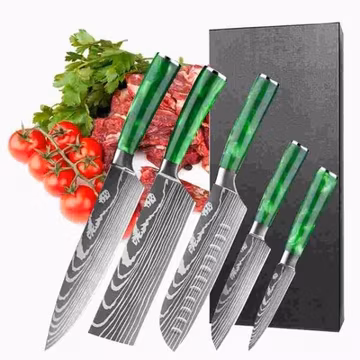 5PCS Handmade HAND FORGED DAMASCUS STAINLESS STEEL CHEF KNIFE Set Kitchen Knives