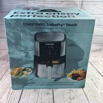 Chefman TurboFry Touch 6 Qt Digital Air Fryer Black Nonstick Basket