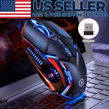 Wireless Gaming Mouse Silent RGB Rechargeable LED Optical USB Mouse