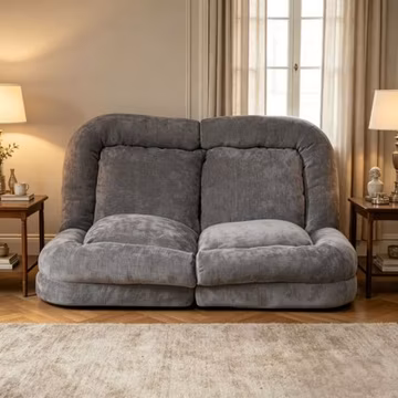 Convertible Fold-Out Double Sofa Bed, Gray, 63.78" L