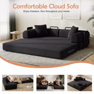 4 in 1 Sofa Bed 80" King Convertible Sleeper Sofa w/ Pull Out Bed Couch Pillows