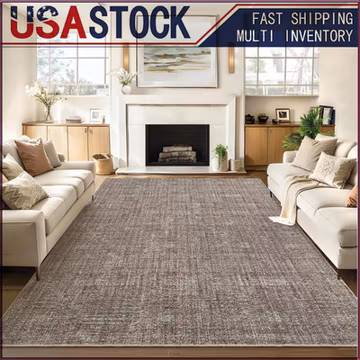 Washable Area Rug 8x10ft Non‑Slip Stain‑Resistant Solid Texture for Living Room