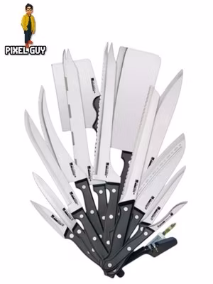 Ronco 20 Piece Full-Tang Handle Professional Kitchen Stainless Steel Knife Set