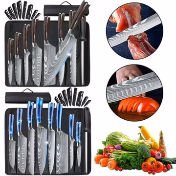 Chef Knife Set with Roll Bag 8 Pieces Knife Set High Carbon Steel Kitchen Knife