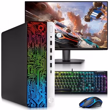 HP 600 G3 RGB Gaming PC i7-6th, 32GB 1TB SSD, 24" LED AMD Rx-550 RGB-KB&M Win 11