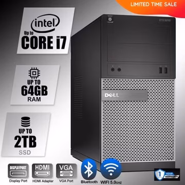 DELL Desktop Computer PC i7, up to 32GB RAM, 1TB SSD, Windows 11/10, i7/i5, WiFi