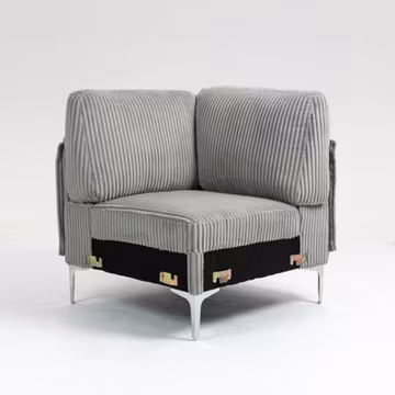 Corduroy Modular Sectional Sofa Corner Seat Gray