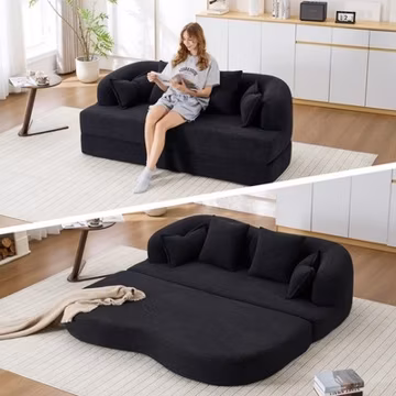2-in-1 Foldable Sofa Bed 70" Folding Boneless Couch Sleeper Black