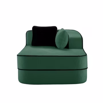 Right Chaise Sofa with Pillows Teddy Fabric Green 66.54" L x 38.58" W