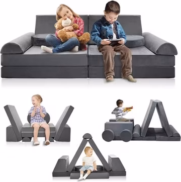 Kids Couch Play Set, 10PCS Modular Kids Sofa Couch Child Couch Playhouse