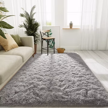 4x6 Fluffy Shag Area Rug, Gray, Soft Plush Pile, Kids Bedroom