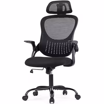 High-Back Ergonomic Mesh Office Chair with Flip-up Armrest, Adjustable Headrest