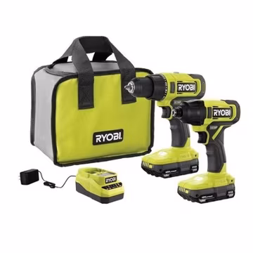 RYOBI ONE+ 18V 2-Tool Combo Kit Drill/Driver & Impact Driver w/2 Batteries