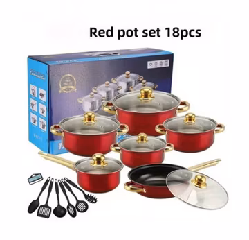 18-Piece Ceramic Nonstick Stainless Steel Cookware Set, Oven & Dishwasher Safe