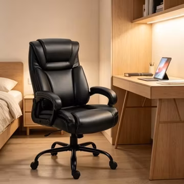 High-Back Executive Office Chair, Swivel, Black, 400 lbs Capacity