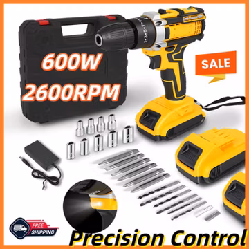 Cordless Impact Driver Brushless Hammer Drill Combo Kit w/2 Batteries & Charger