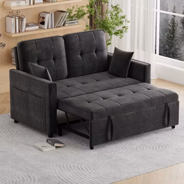 3 in 1 Convertible Sleeper Sofa Pull Out Bed Loveseat Couch Adjustable Backrest