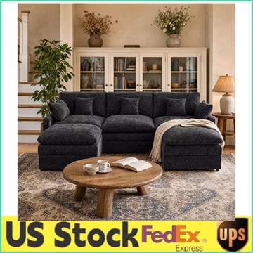 107.8" U Shaped Cloud Couch for Living Room, U Shaped Chenille Cloud Couch/Sofa
