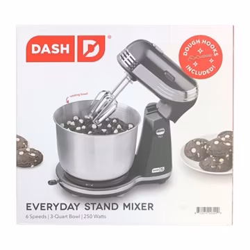 Dash Everyday Electric Stand Mixer, 6-Speed, 3-Quart Bowl, Black