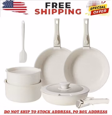 12 PCS/set Non-Stick Pots Cookware w/Detachable Handle,Kitchen Pots and Pans Set