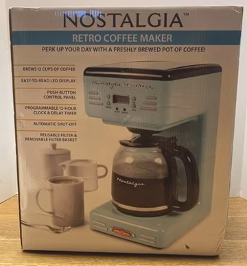 NEW Nostalgia Retro Series 12-Cup Programmable Coffee Maker - Aqua