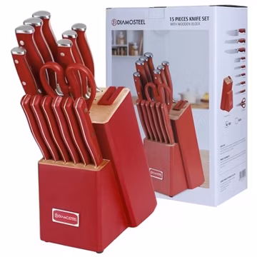 15Pcs Kitchen Knife Block Set Stainless Steel Chef knife Dishwasher Safe
