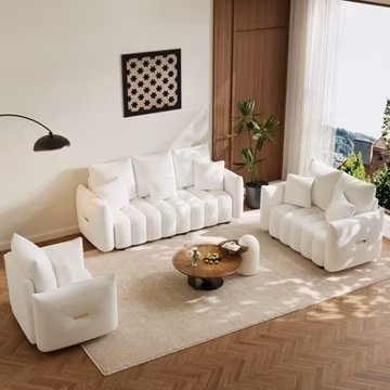 Modern Teddy Upholstered 37.8" Single Sofa/81" 3-Seater Sofa for Living Room