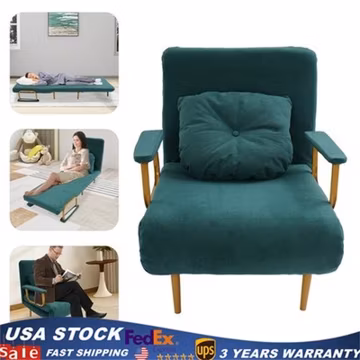 Convertible Sofa Bed Folding Arm Chair Sleeper Leisure Recliner Lounge Couch New