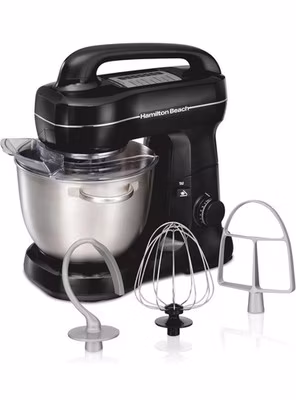 Hamilton Beach 4 Qt Stand Mixer – 7 Speed, 300W, Dough Hook & Whisk Included