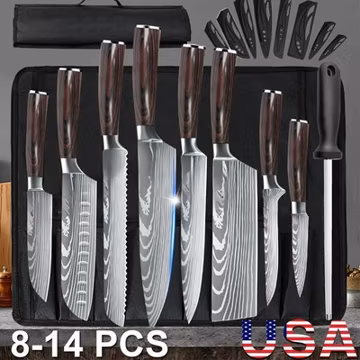 Handmade HAND FORGED STAINLESS STEEL CHEF KNIFE Set Kitchen Knives with Bag Lot